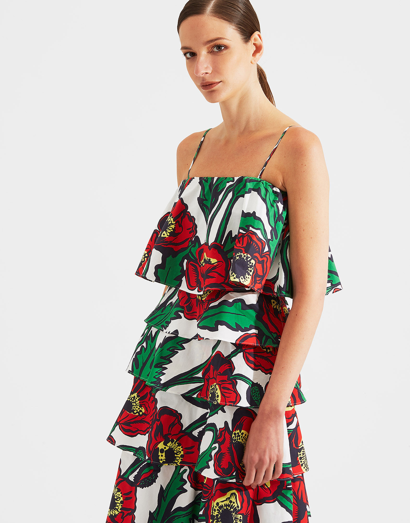 LaDoubleJ Tosca Dress Big Blooms Bianco DRE0173COT001PFI0003