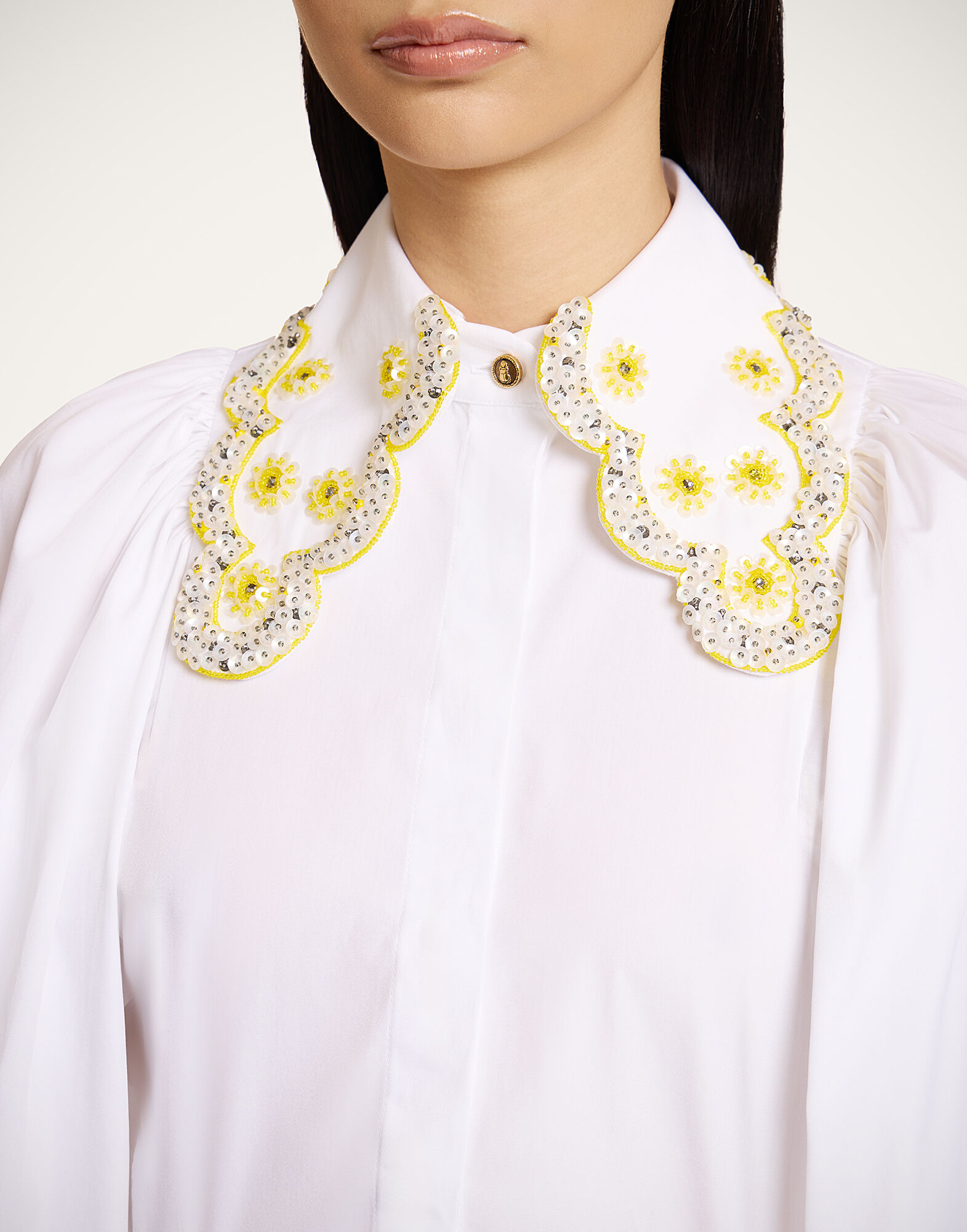 La DoubleJ Pouf Shirt Solid White SHI0169COT064SOLIDWH01