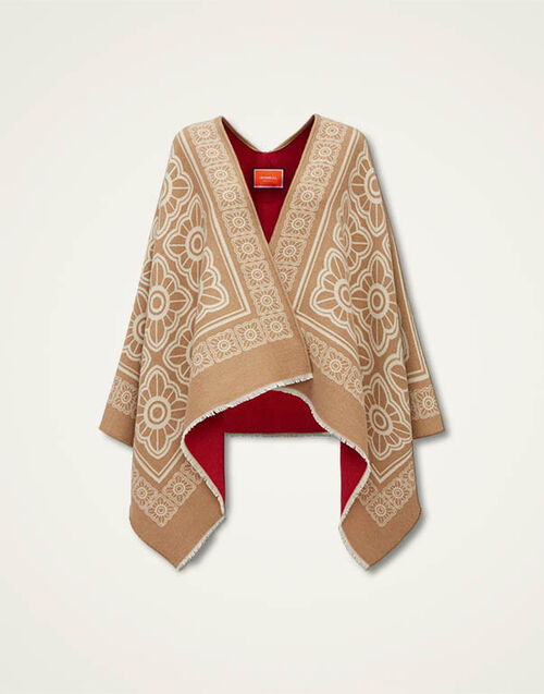 La DoubleJ Poncho Mix Tiles Camel SCA0048WOL015MIX03BR04