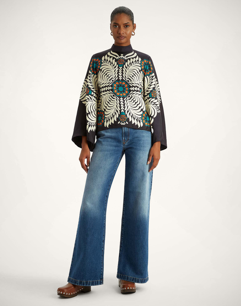 La DoubleJ Make An Exit Top La DoubleJ Make An Exit Top Mix Tiles Placée Black TOP0117SIL006MIX01BL01