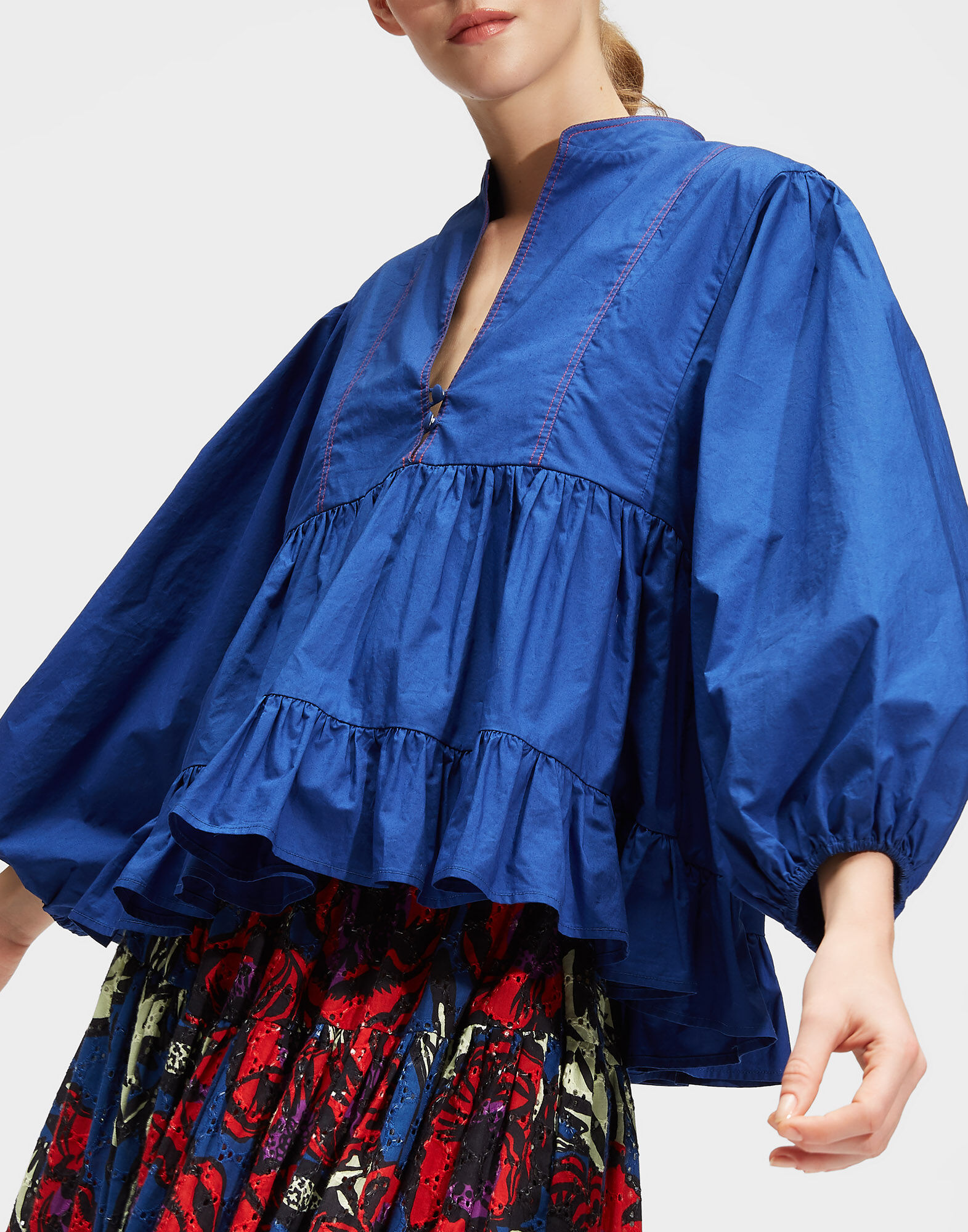 LaDoubleJ Quintana Top Solid Blue TOP0015COT001BLU0005