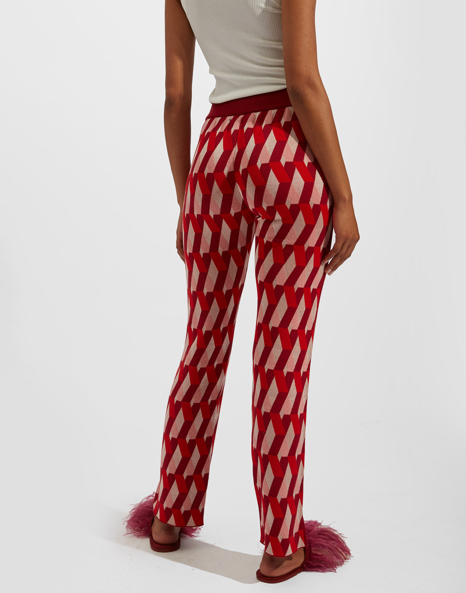 La DoubleJ Knit Leisure Joggers Diamond Rosso TRO0045KNI044VAR0100