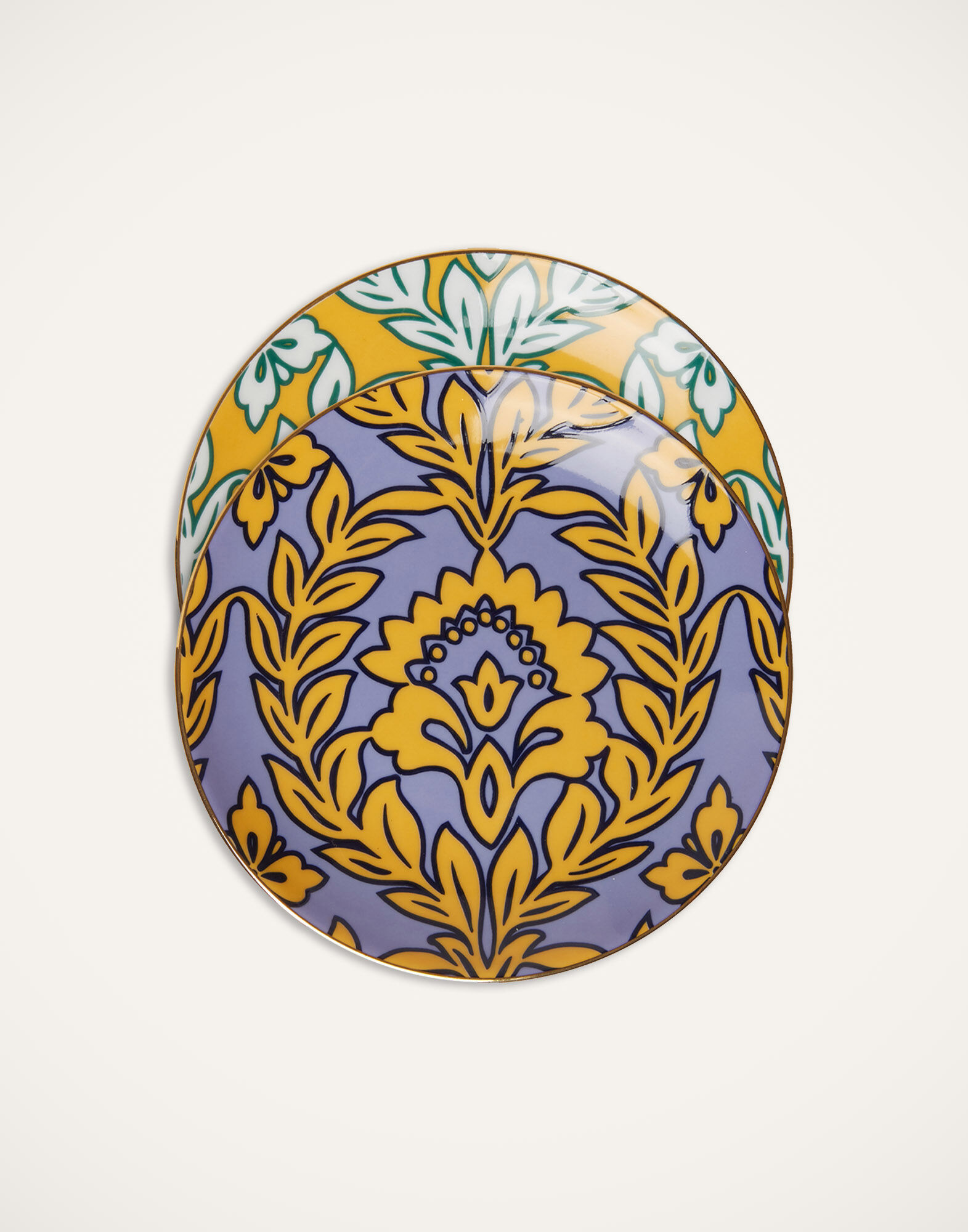 La DoubleJ Side Plates Set Of 2 Yellow - Violet Garland DIS0083CER001GRL0015