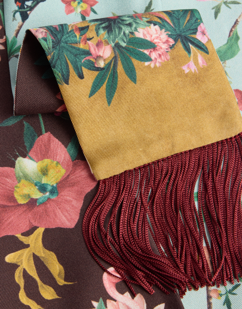 La DoubleJ Skinny Scarf La DoubleJ Skinny Scarf Zooflora Placée Light Blue SCA0075SIL006ZOF06BU01