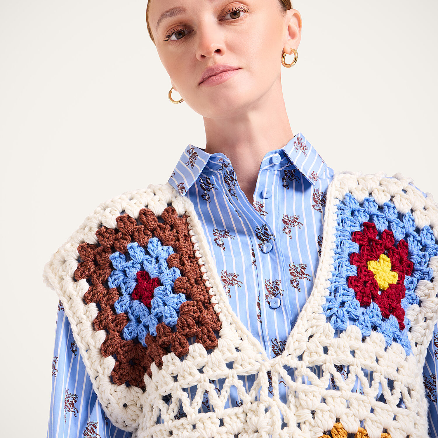 La Doublej Sole Star Crochet Top In Multi