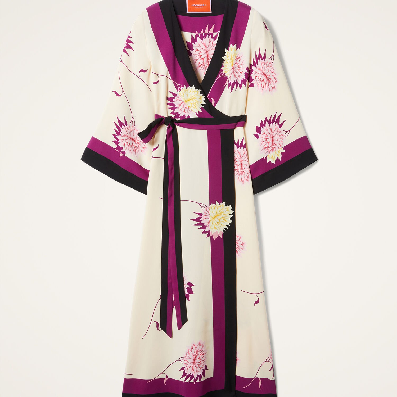 La Doublej Floral Silk Twill Wrap Dress In Derby Placée Multicolor