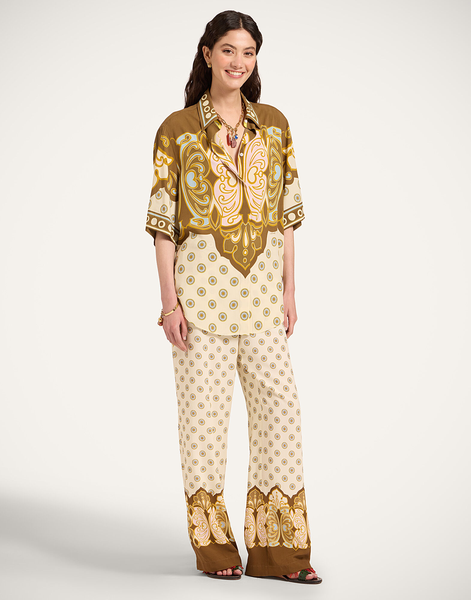 La DoubleJ Club Pants Cocoon Plac&eacute;e Brown TRO0210VIS033COC02BR02