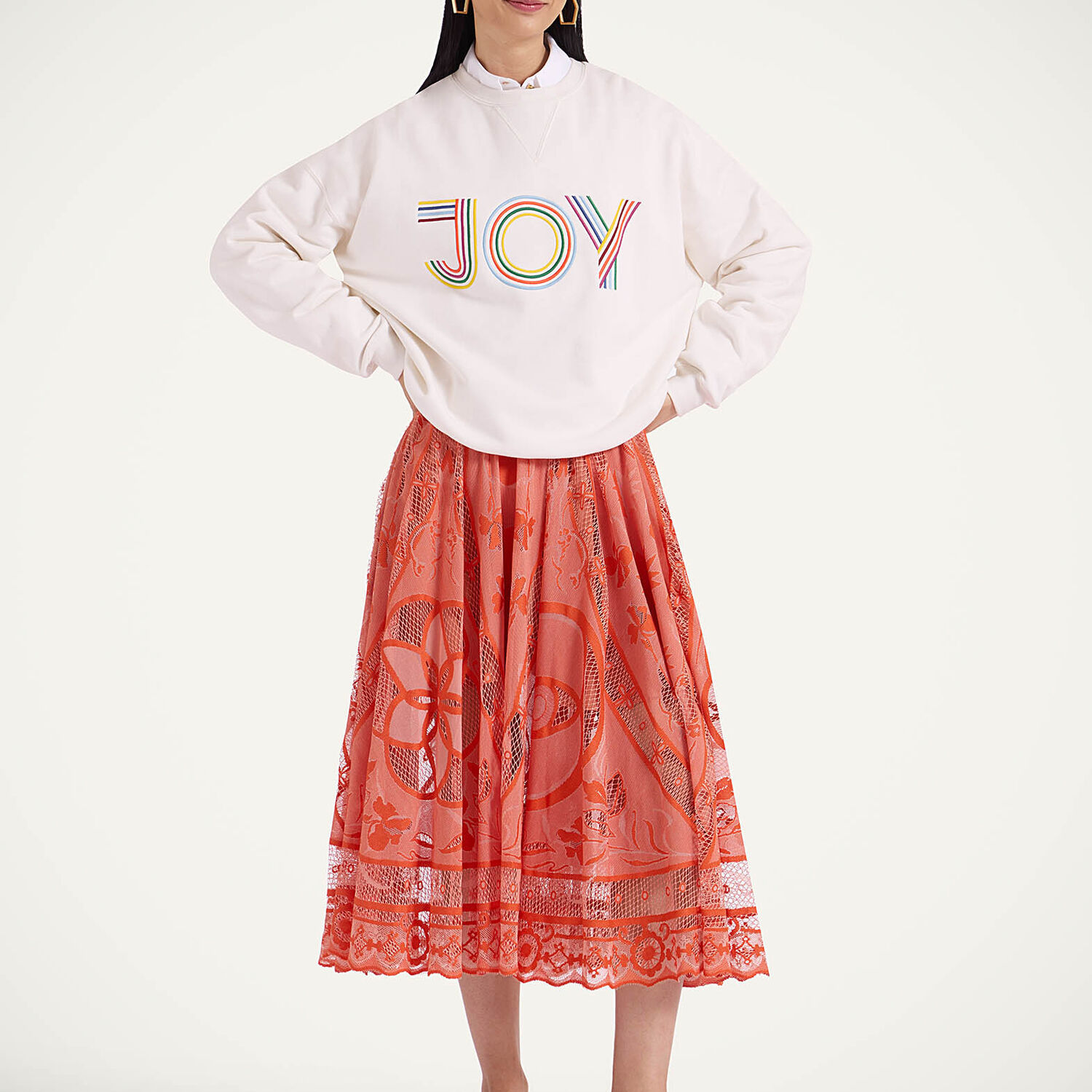 La Doublej Joy Sweatshirt In Joy Off White