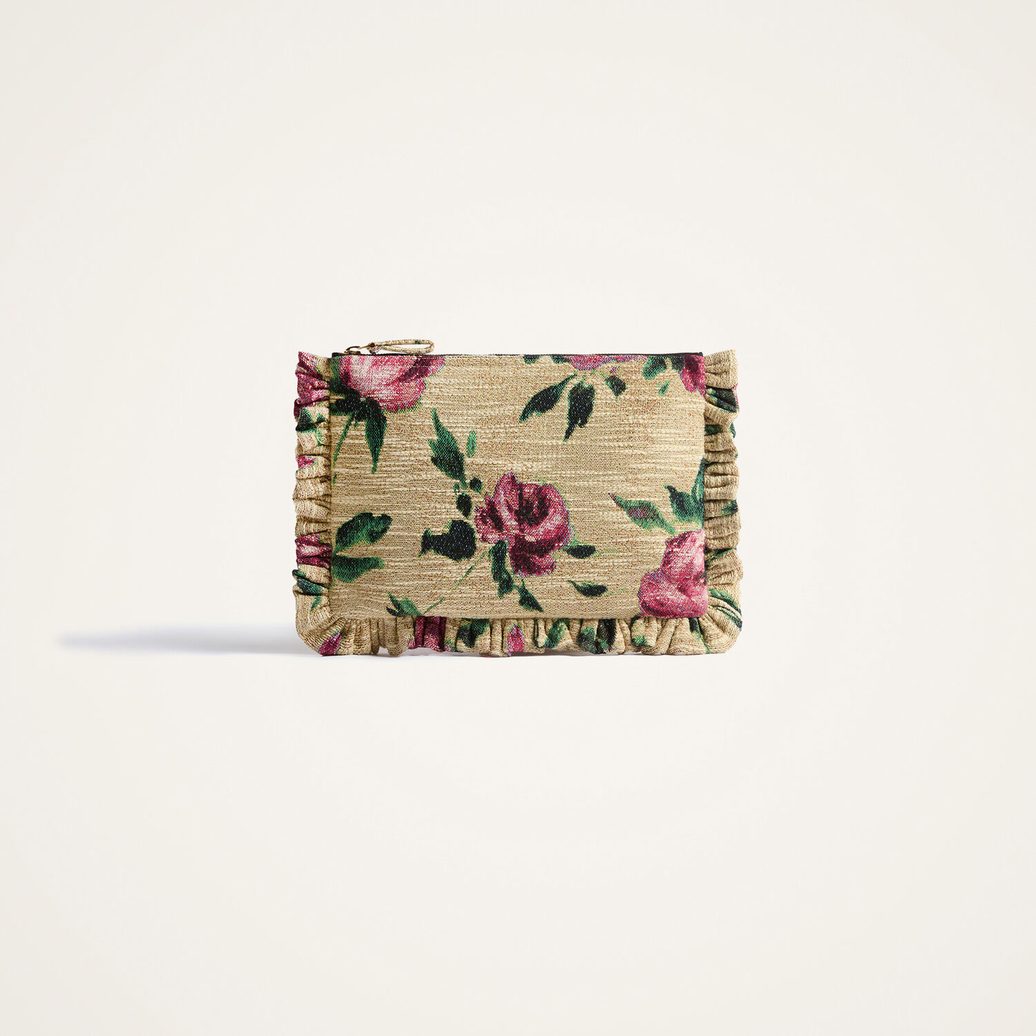 La Doublej Hand Pochette In Roses Light Beige