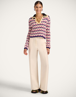 La DoubleJ Long Sleeves Picket Polo Shirt La DoubleJ Long Sleeves Picket Polo Shirt Multicolor Pink & White PUL0293KNI168VA409PI01