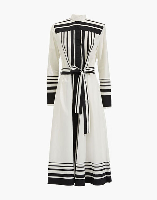 La DoubleJ Sundowner Dress Handmade Dots B&W Plac&eacute;e DRE0459COT015HAD0003