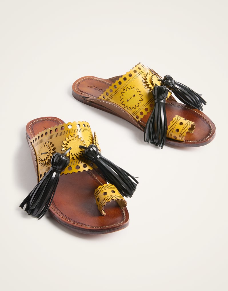 La DoubleJ Sandy Slides La DoubleJ Sandy Slides Solid Yellow SHO0110LEA014SOLIDYE02