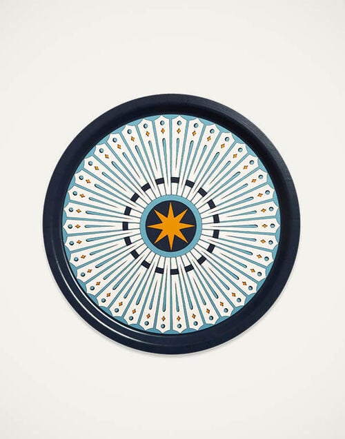 La DoubleJ Round Printed Tray La DoubleJ Round Printed Tray Feria Midnight TRA0002WOD001FER01BU04