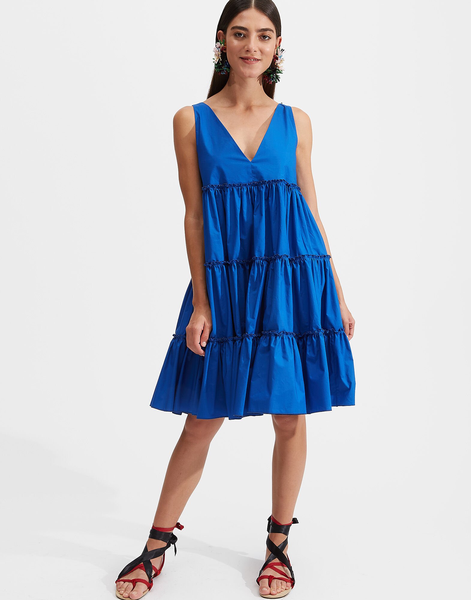 LaDoubleJ Babe Dress Solid Blue DRE0258COT001BLU0005