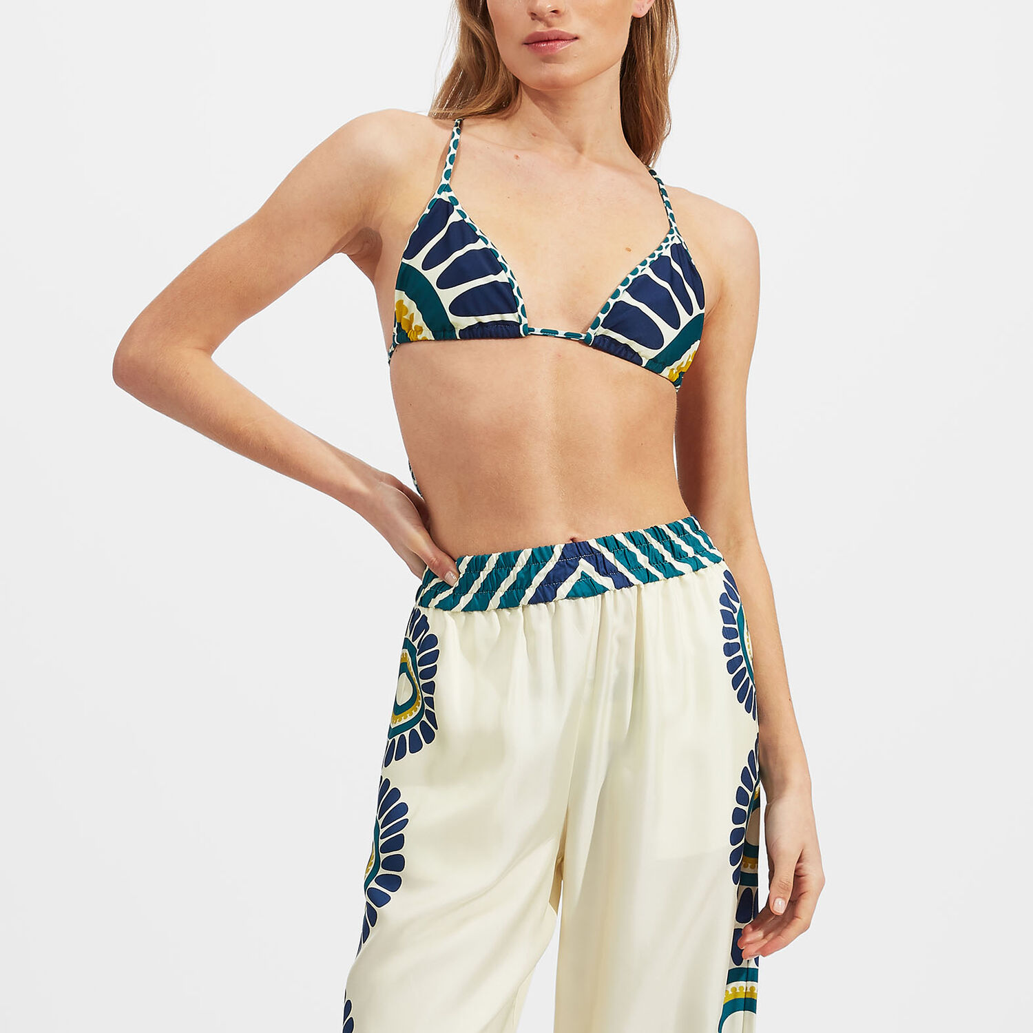 La Doublej Bikini Top (placée) In Blue Solar Placée