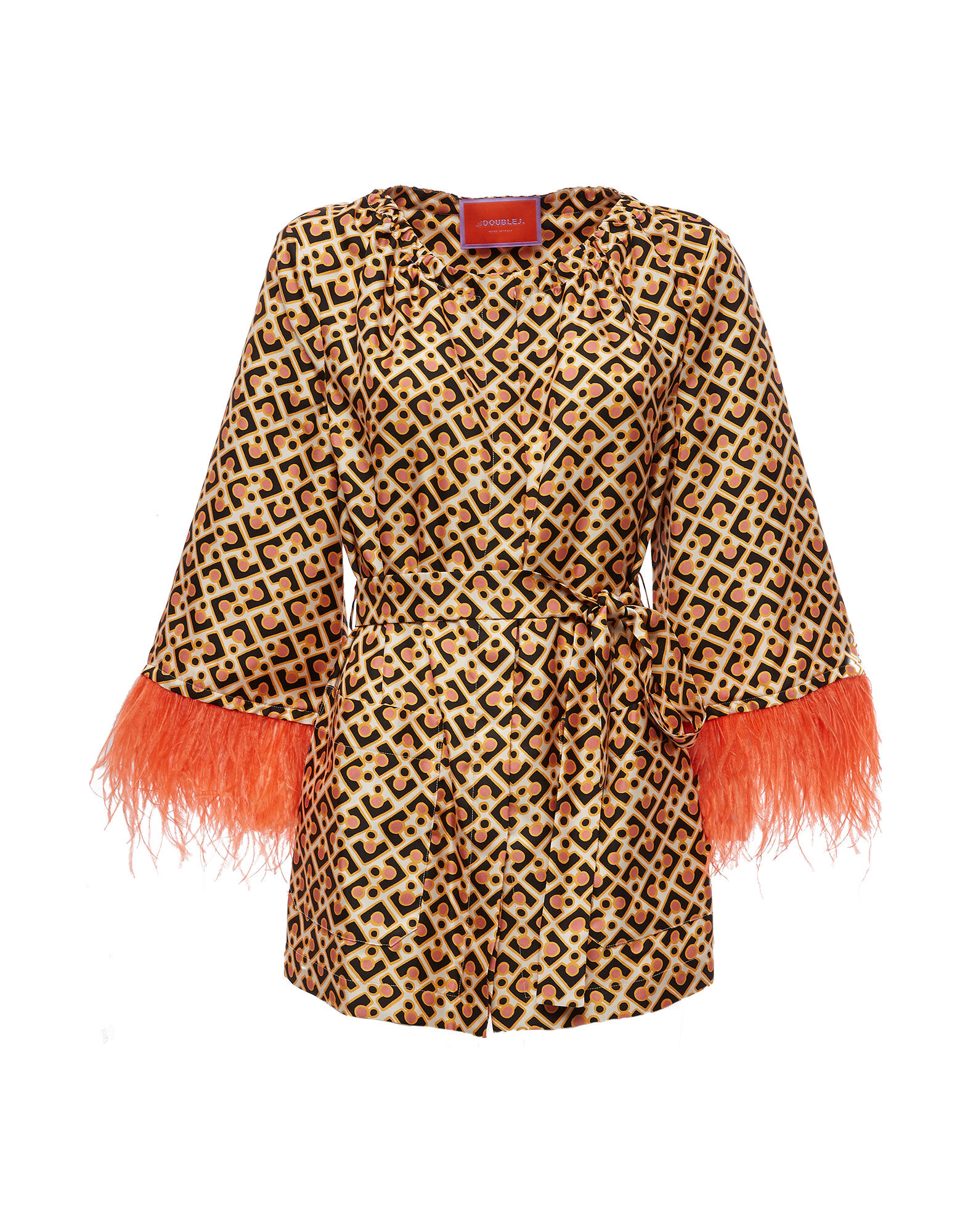 La DoubleJ Boudoir Jacket (With Feathers) Puzzle Rosa JAC0034SIL001PUZ0002