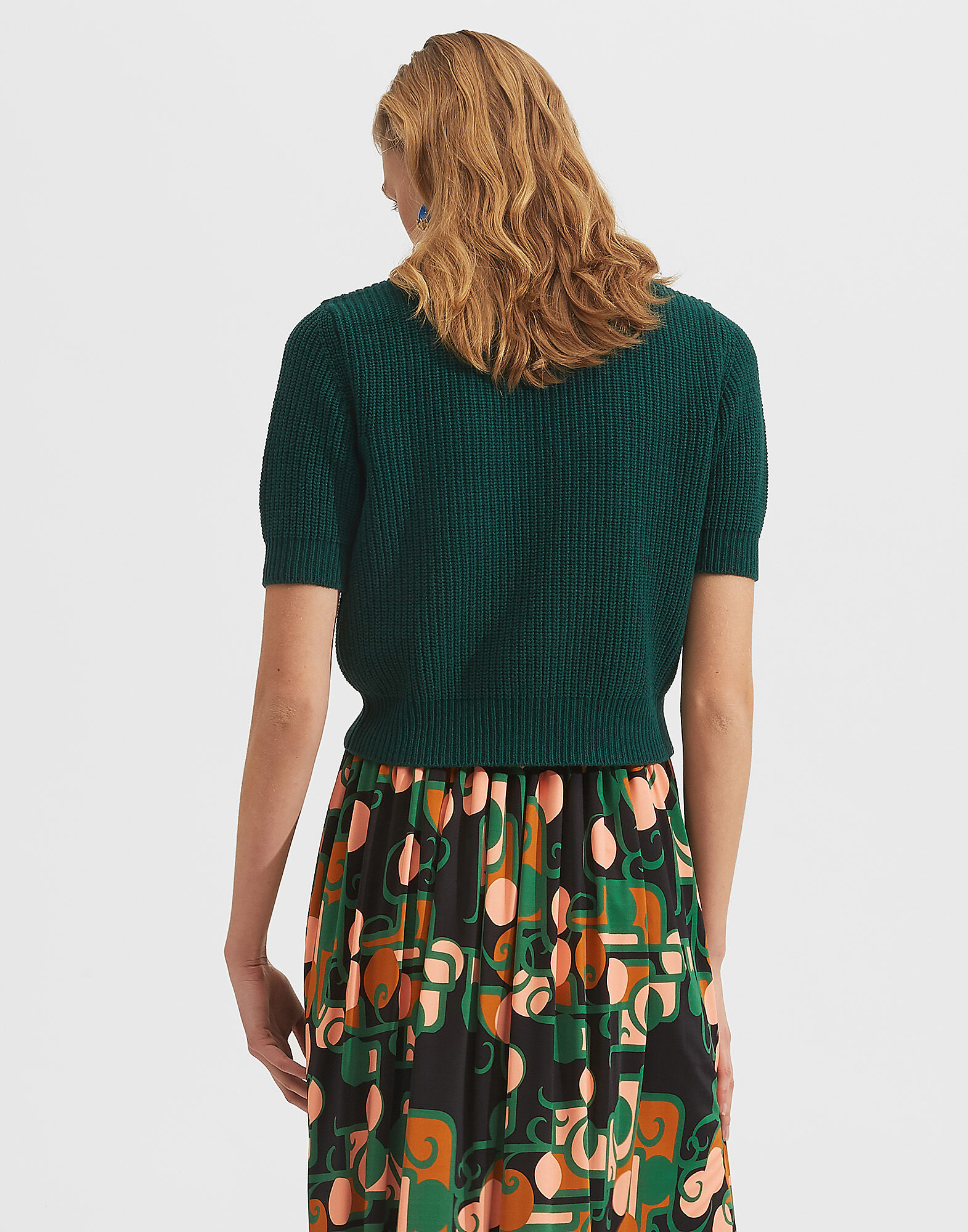 LaDoubleJ Cropped Knit Top Solid Green PUL0035KNI027GRE0002