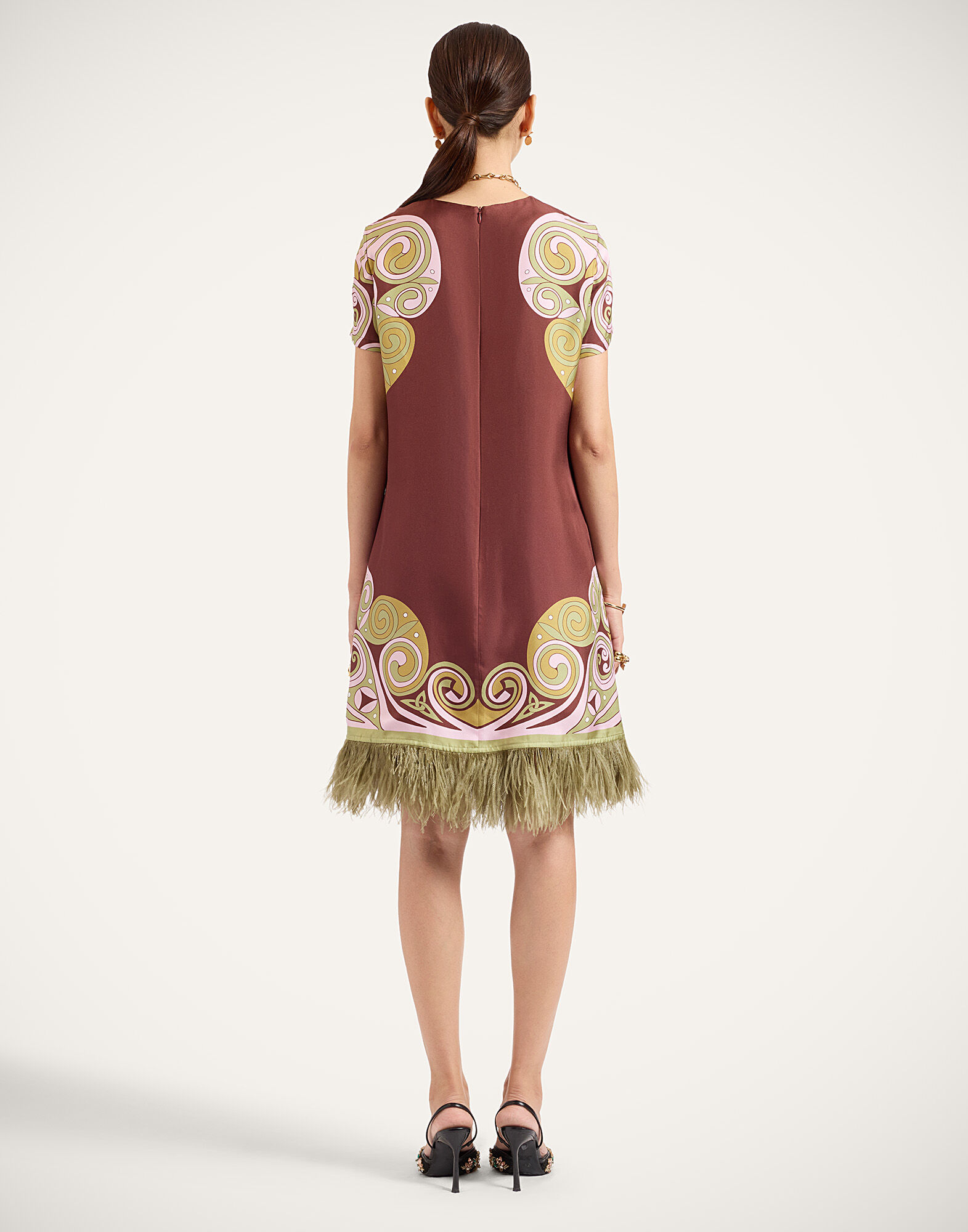 La DoubleJ Mini Swing Dress Kells Swirl Plac&eacute;e Burgundy DRE0963SIL026KLS01RE07