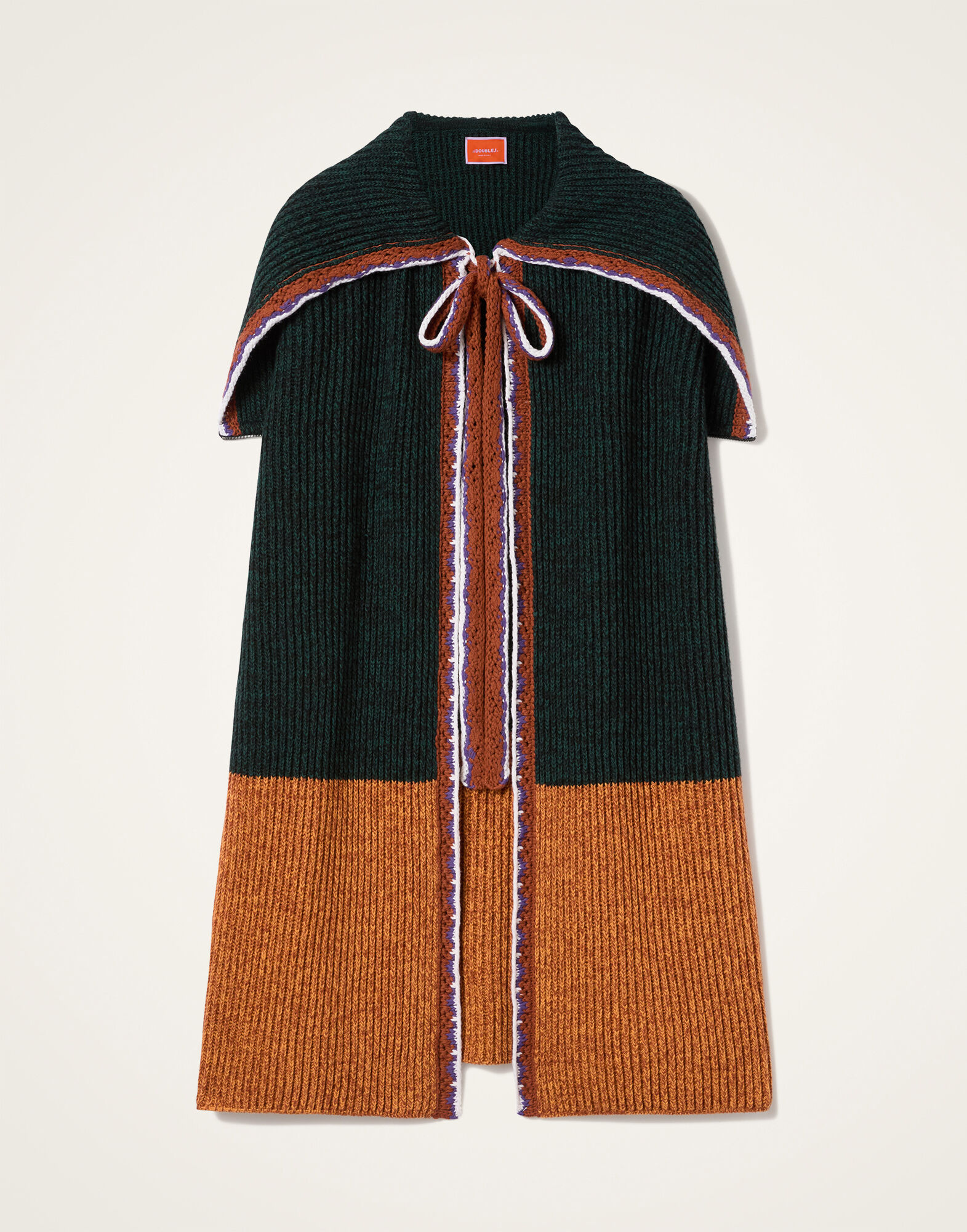 La DoubleJ Gala Cape Color Block Dark Green & Rust JAC0185KNI188VA438GR03