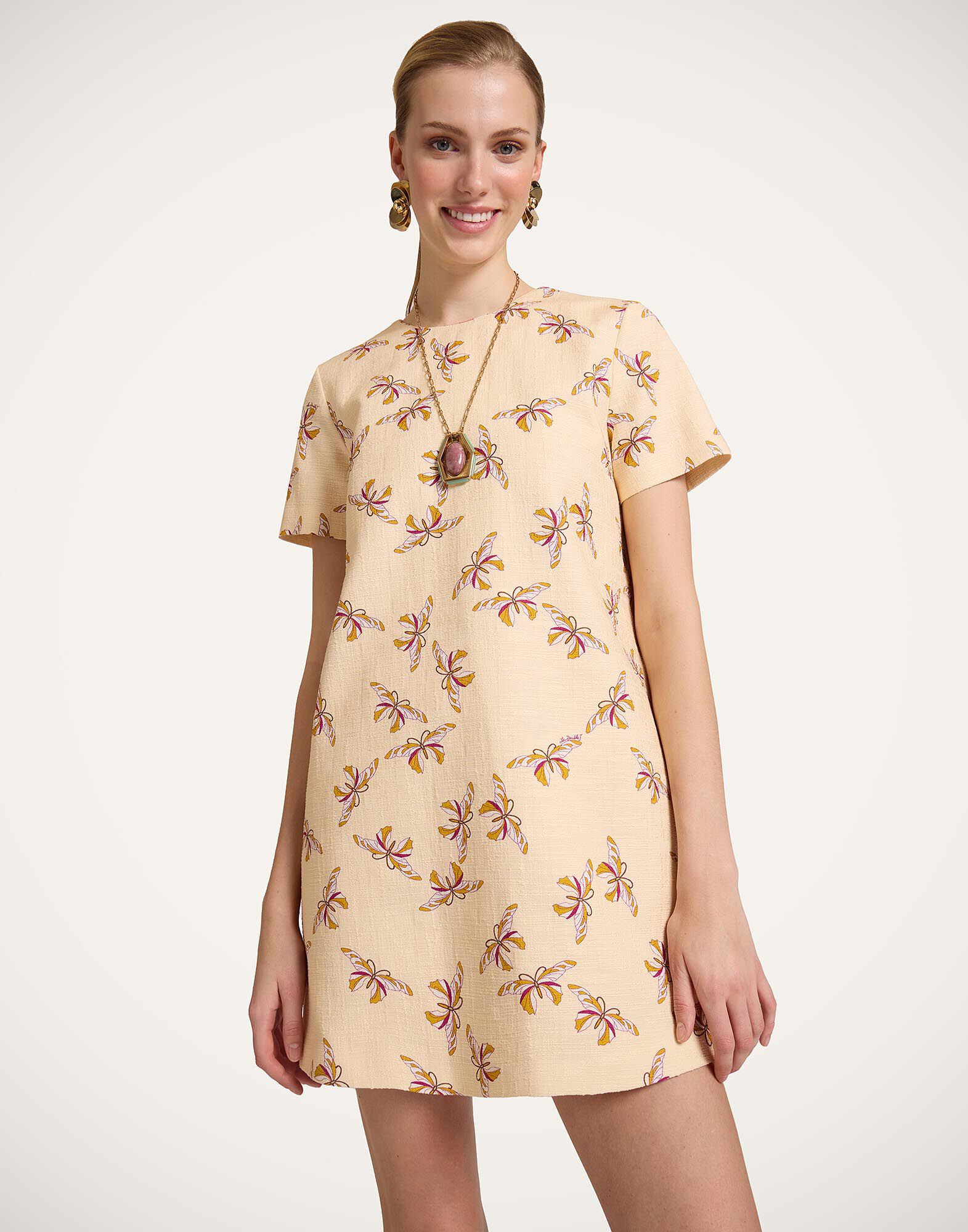 La DoubleJ Mini Swing Dress Farfalla Buttercream DRE0658COT005FAR08WH09