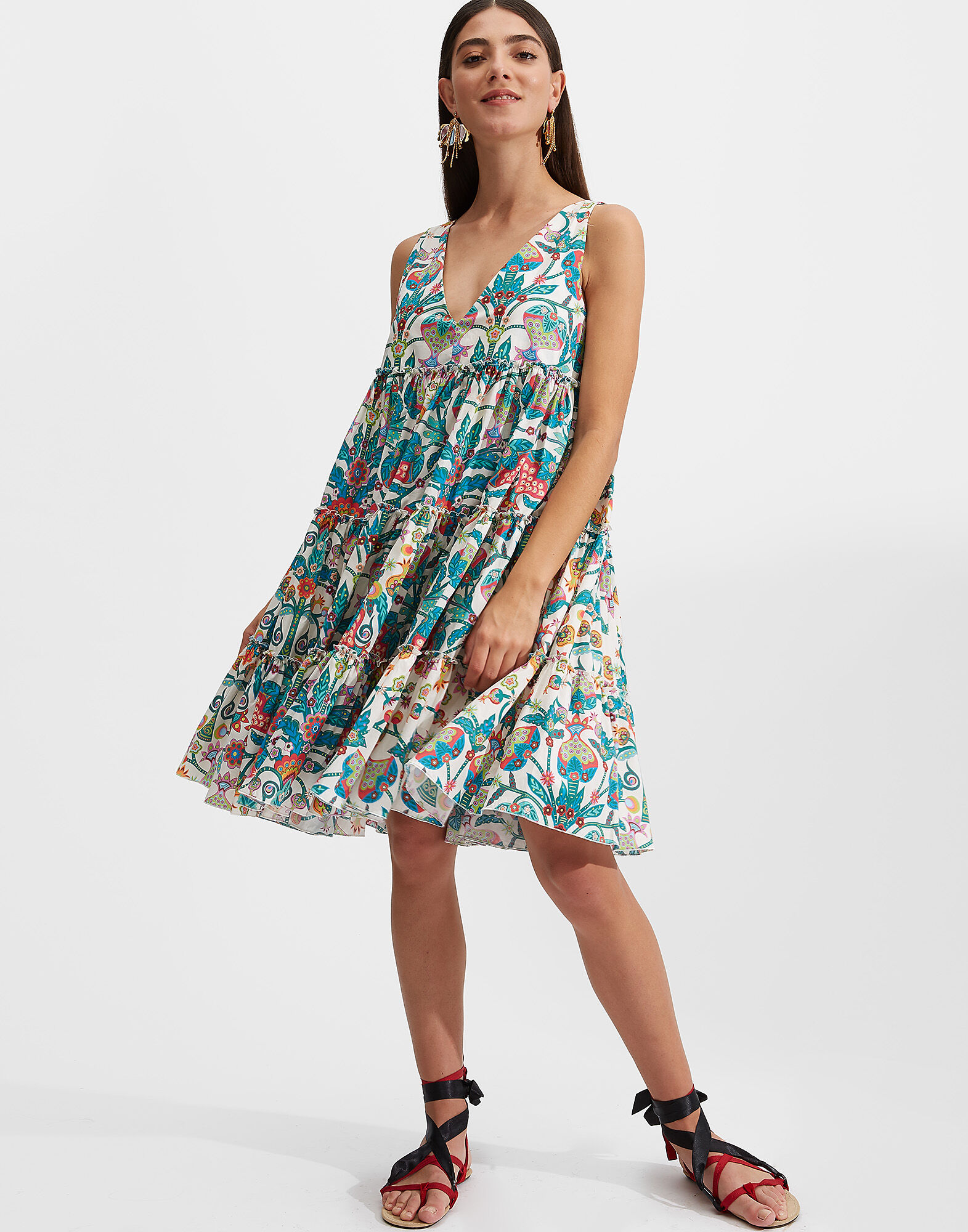 LaDoubleJ Babe Dress Tree Of Life Bianco DRE0258COT020TFL0001