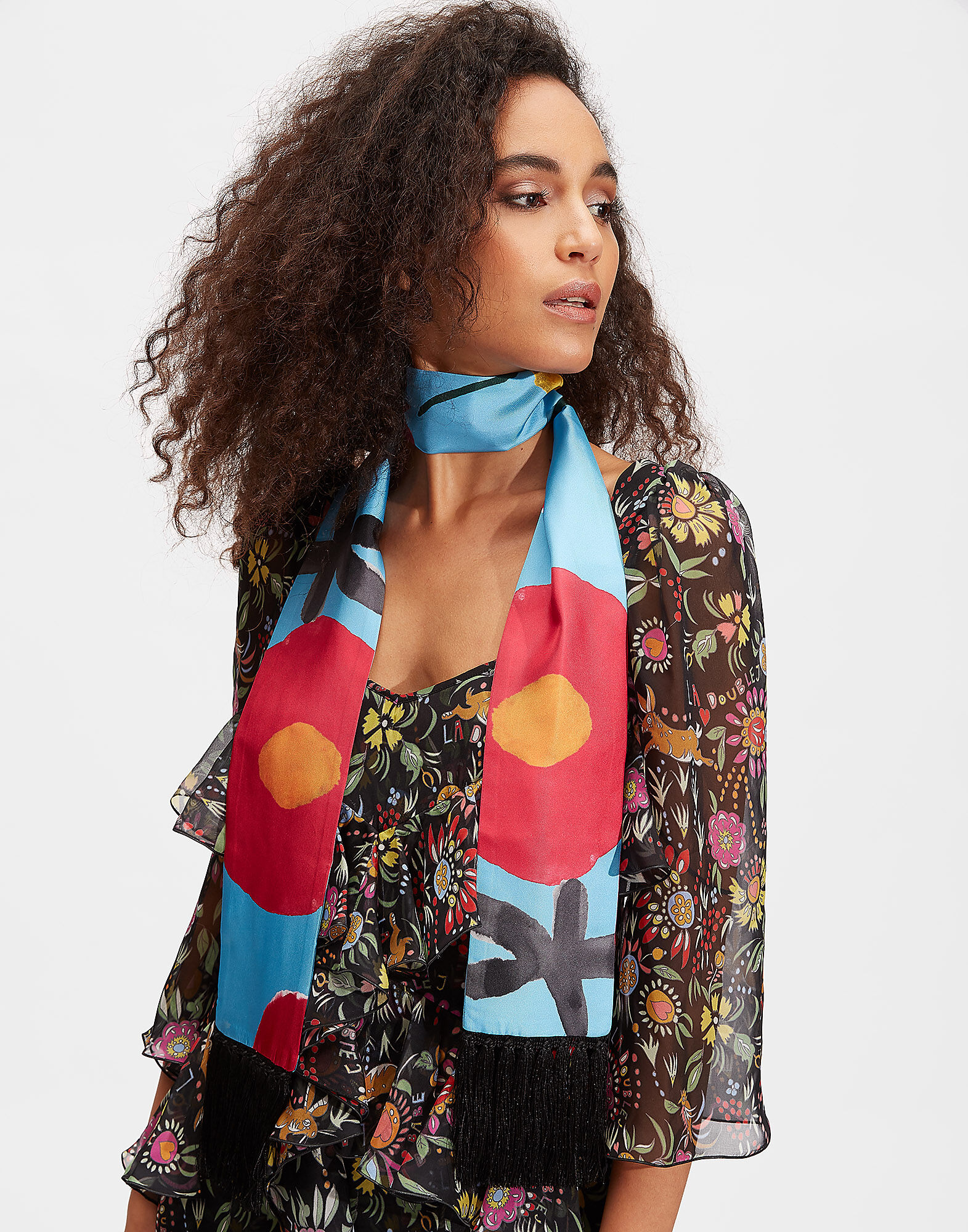 LaDoubleJ Flapper Tight Double Scarf Prom Azzurro SCA0015SIL001PRO0002