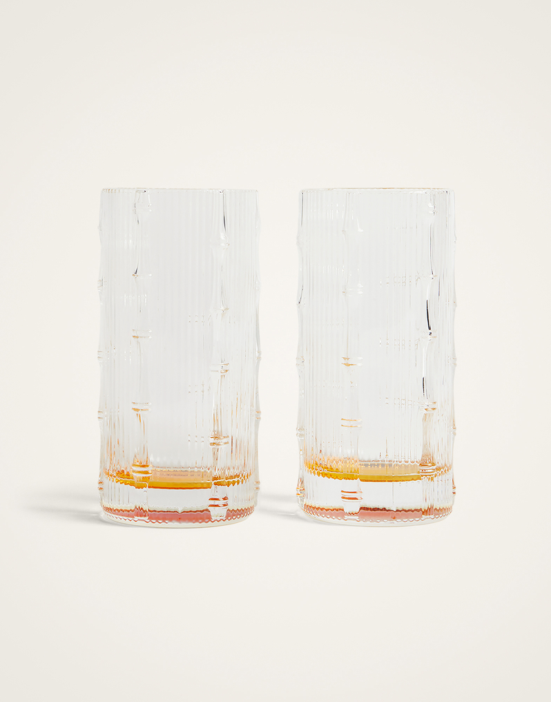 La DoubleJ Bamboo Highball Set Of 2 La DoubleJ Bamboo Highball Set Of 2 Solid Amber GLA0053GLS002SOLIDYE10