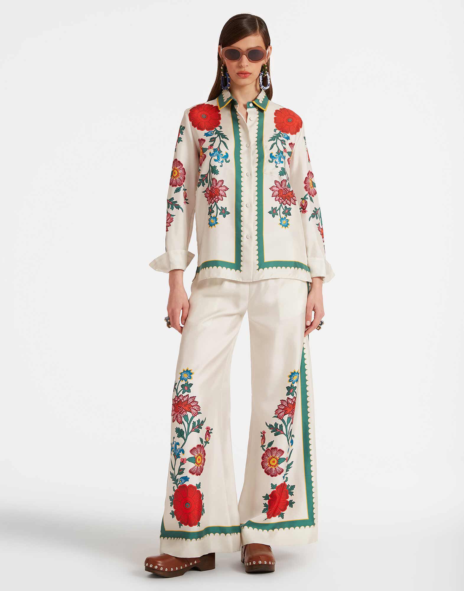 La DoubleJ Palazzo Pants Dragonflower Plac&eacute;e Multicolor TRO0026SIL001DRE05MU01