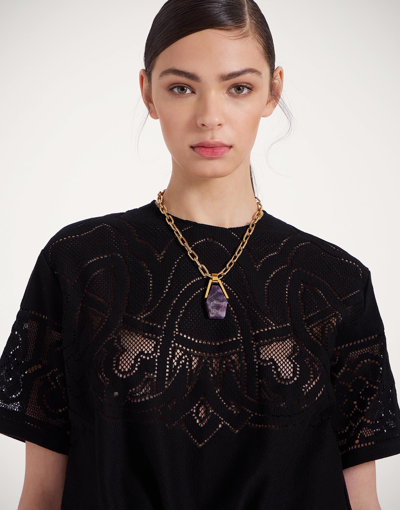 La DoubleJ Lacey House T-Shirt Solid Black TSH0035EMB064SOLIDBL01