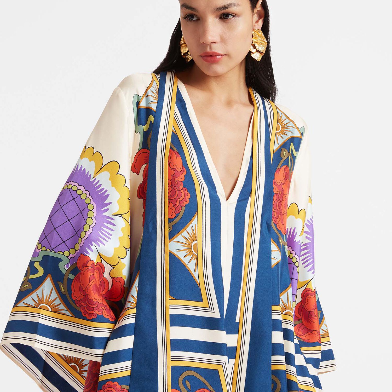 La Doublej La Double J Foulard Liberty Printed Magnifico Dress In Foulard Liberty Rust