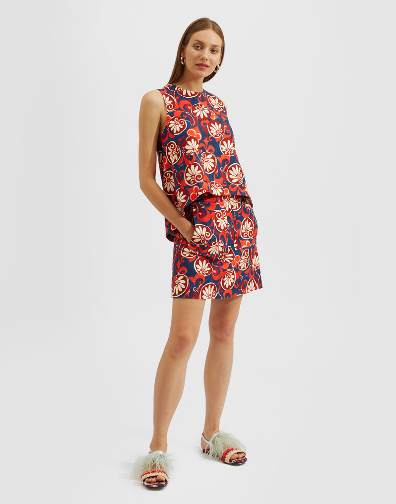 Mini Skirt in Moonflower Navy for Women | La DoubleJ