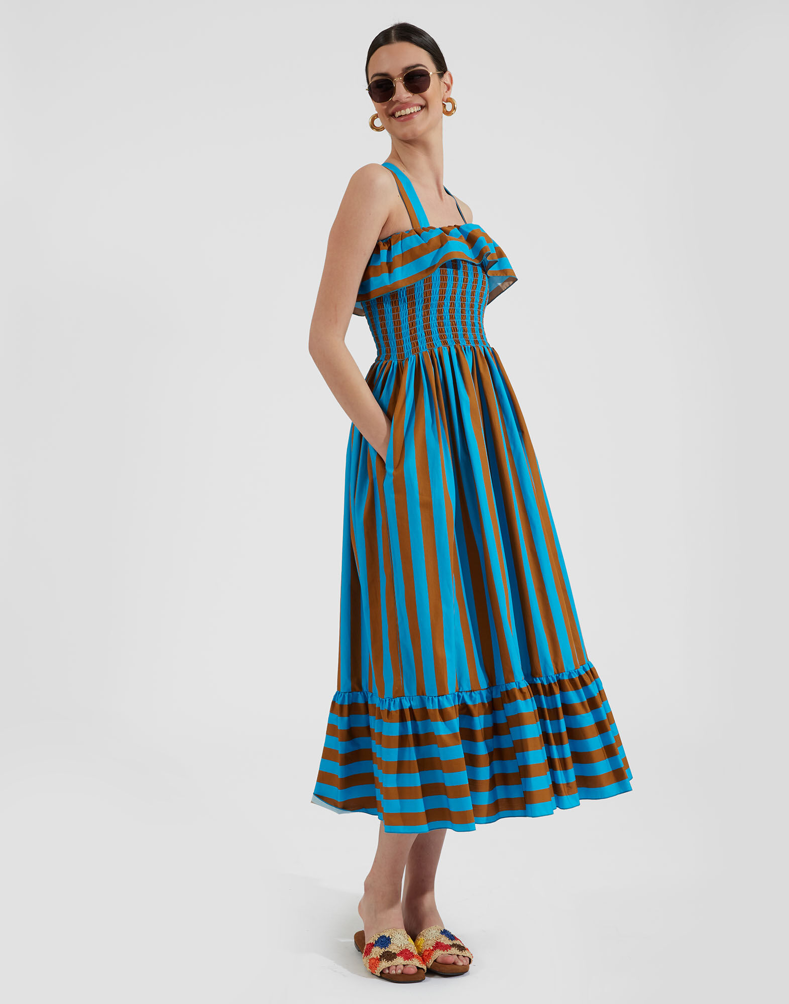 La DoubleJ Sunkissed Dress Riviera Turchese DRE0478COT039RIV02BU08