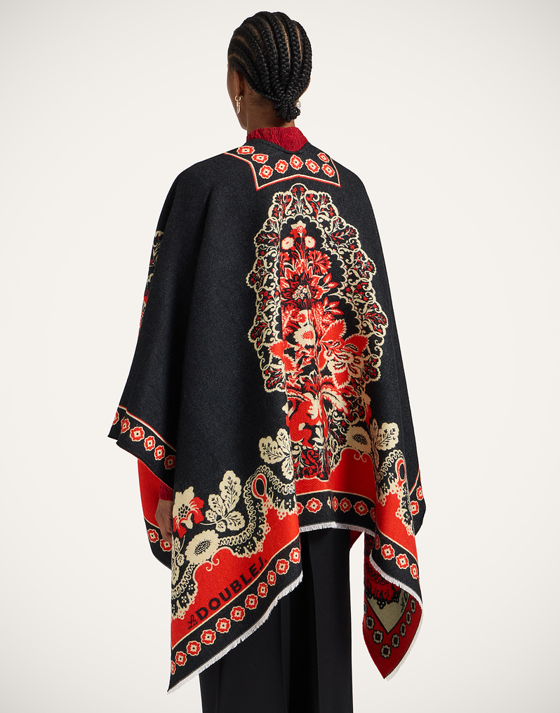 La DoubleJ Soul Poncho La DoubleJ Soul Poncho Cornucopia Placée Black SCA0059WOL025CRN03BL01