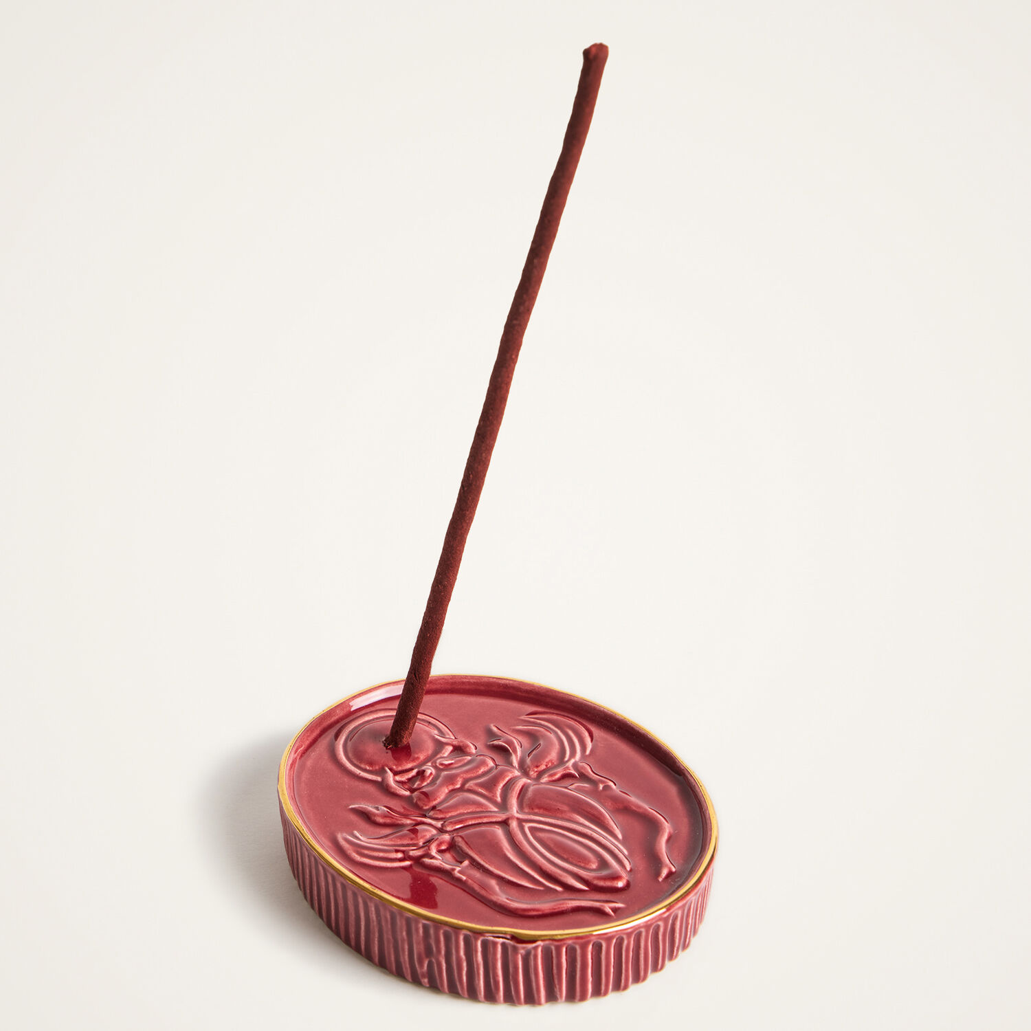  La Doublej Candles Women - Oval Incense Holder Scarab Bordeaux One Size 100% Ceramic 
