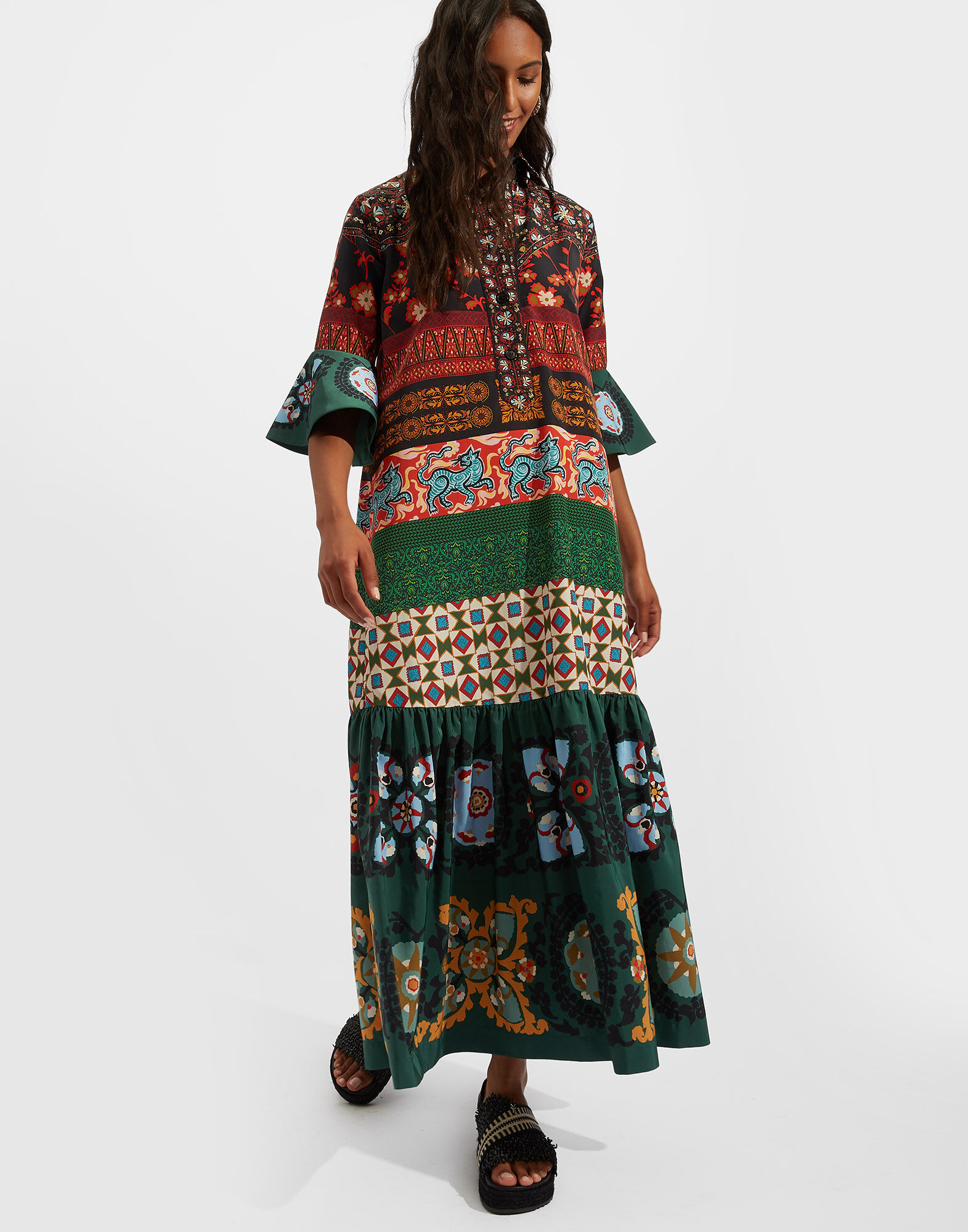 zara voluminous patchwork dress