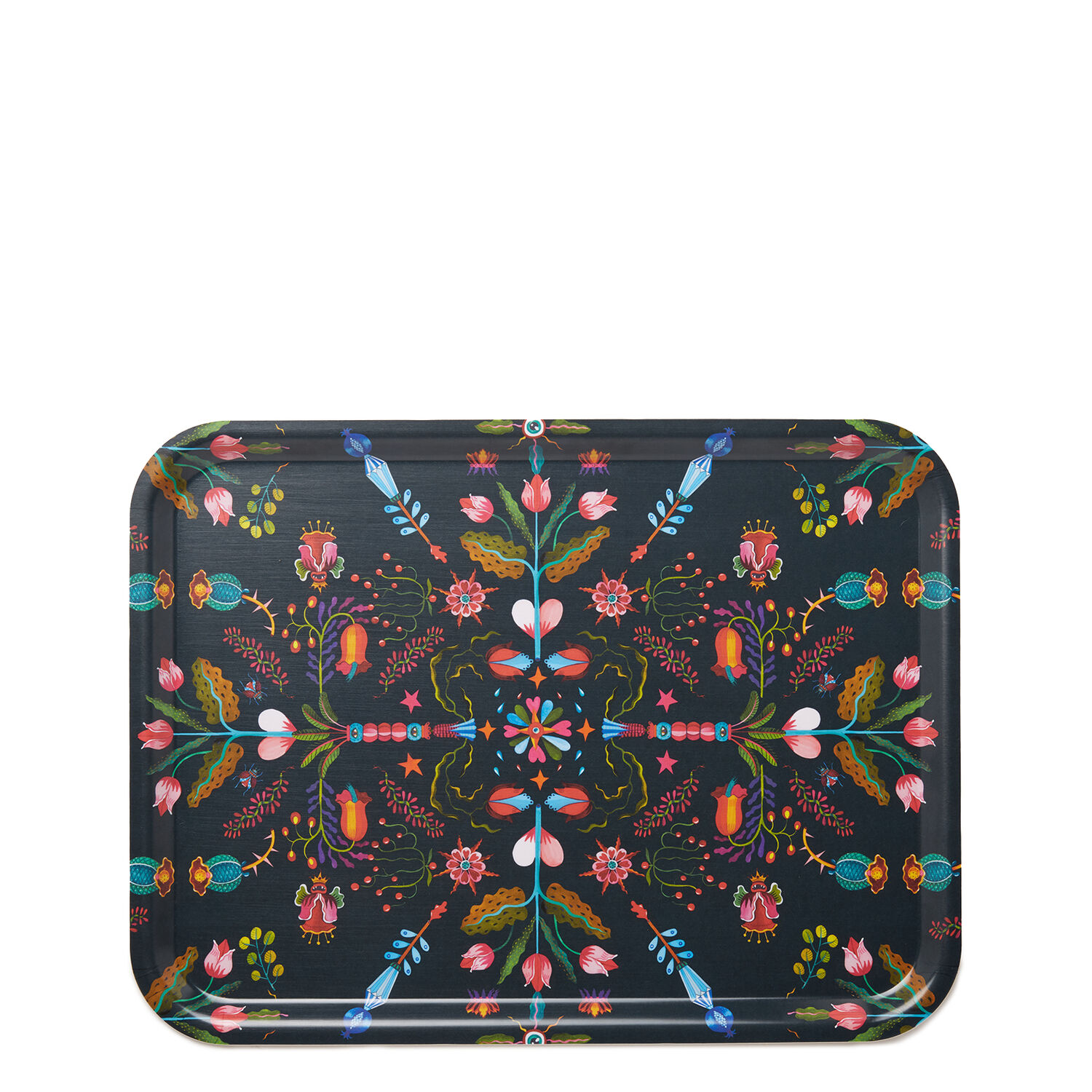 La Doublej Rectangular Printed Tray In Turning Tulips