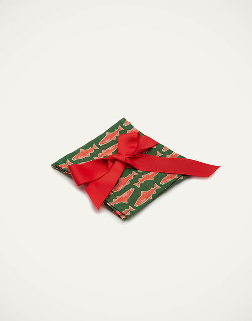 La DoubleJ Small Napkins Set Of 4 Como Fish Green Small NAP0007LIN005CMF0007