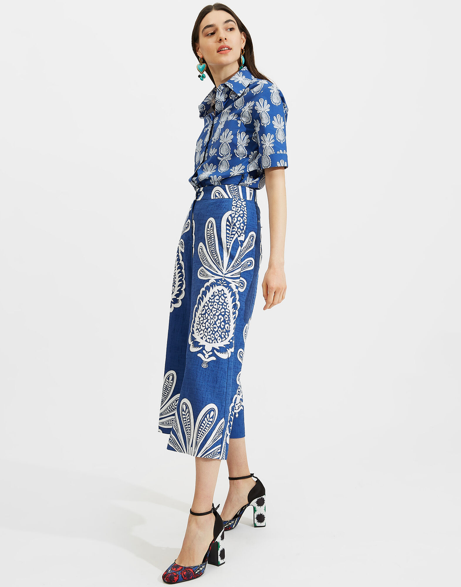 LaDoubleJ Coulotte Pants Big Pineapple Blu TRO0027COT005PNP0002