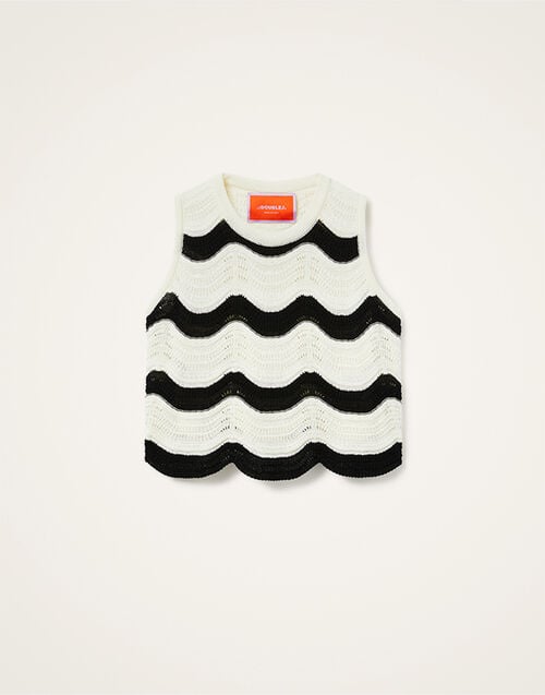 La DoubleJ Chevron Top La DoubleJ Chevron Top Bicolor Black & Ivory PUL0266KNI158VA369BR05
