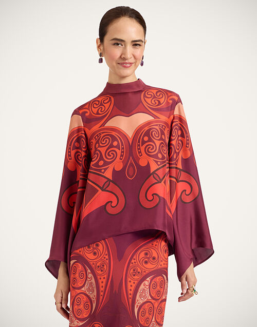 La DoubleJ Make An Exit Top Alchemy Plac&eacute;e Dark Red TOP0117SIL017ALC03RE40
