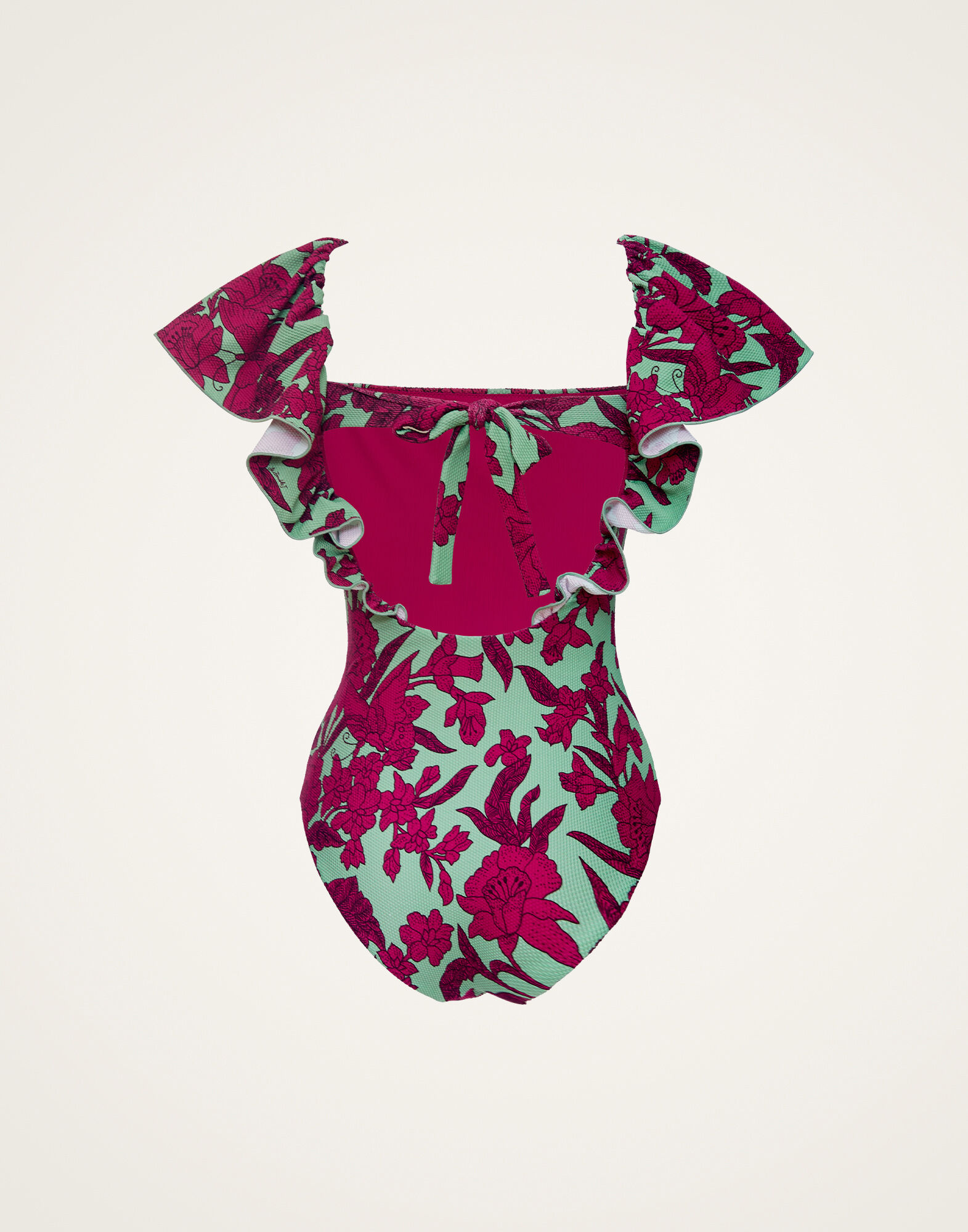 【LA DOUBLEJ】scarlett ruffled プリント swimsuit La DoubleJ Scarlett graphic-print Swimsuit | Neutrals