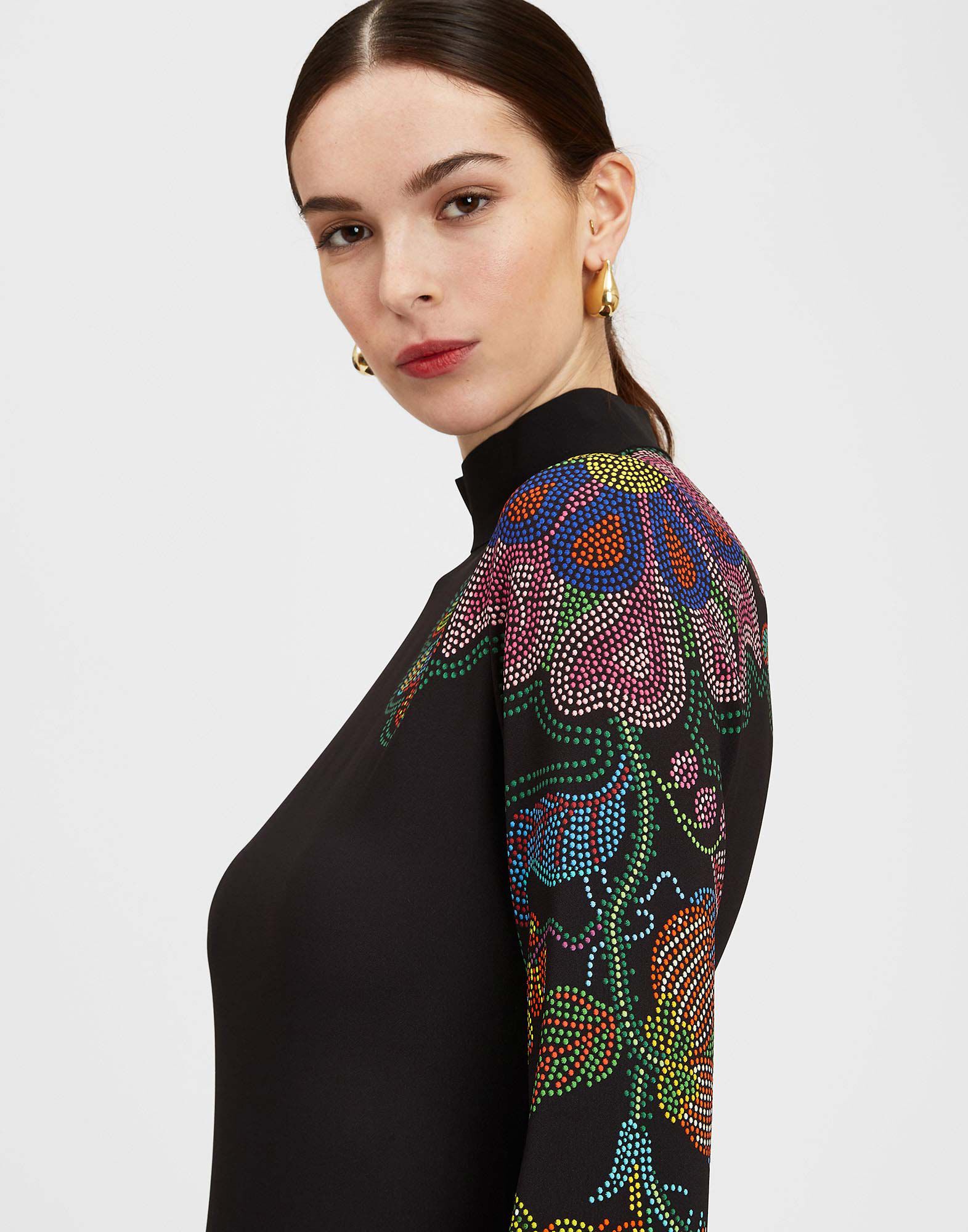 La DoubleJ Halle Dress Grenadilla Plac&eacute;e Black DRE0444VIS011GRN01BL01