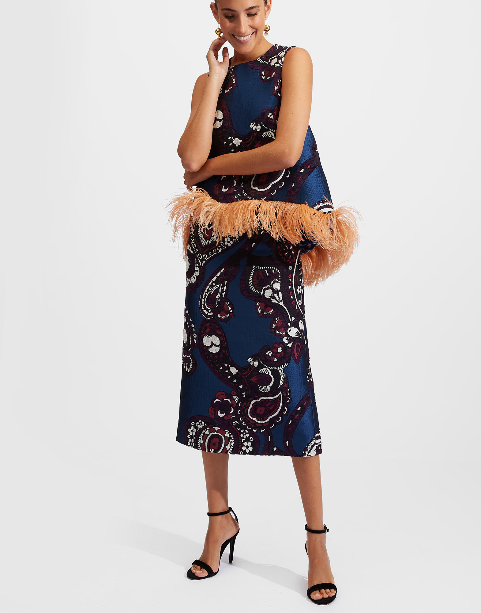 La DoubleJ Pencil Skirt Paisley Blu SKI0011JAC035PAI0002