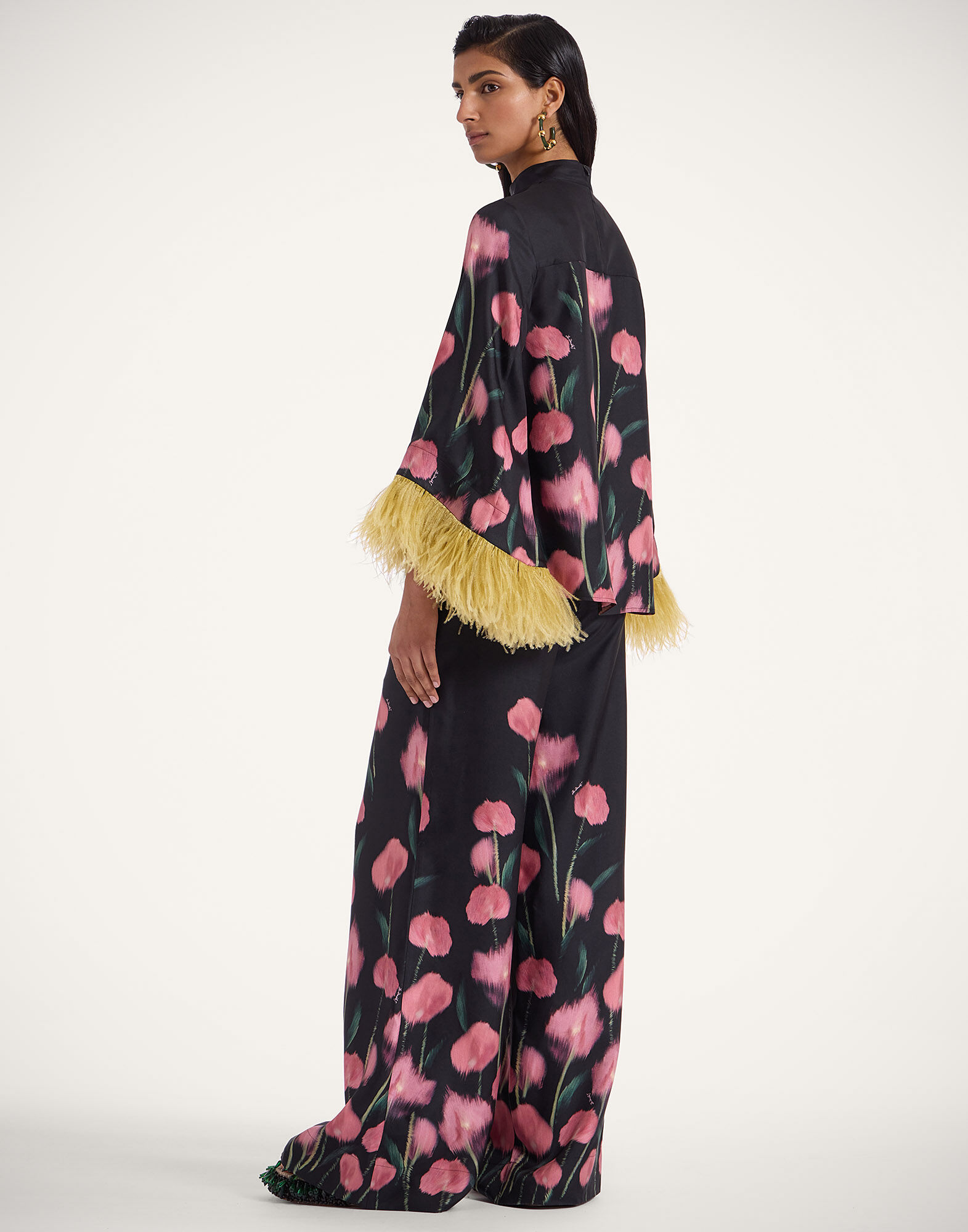 La DoubleJ Palazzo Pants Anthurium Black TRO0003SIL001ANT02BL01