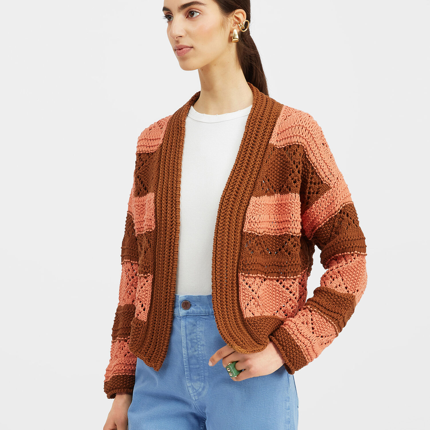La Doublej Summer Knitted Cardigan In Solid Pink