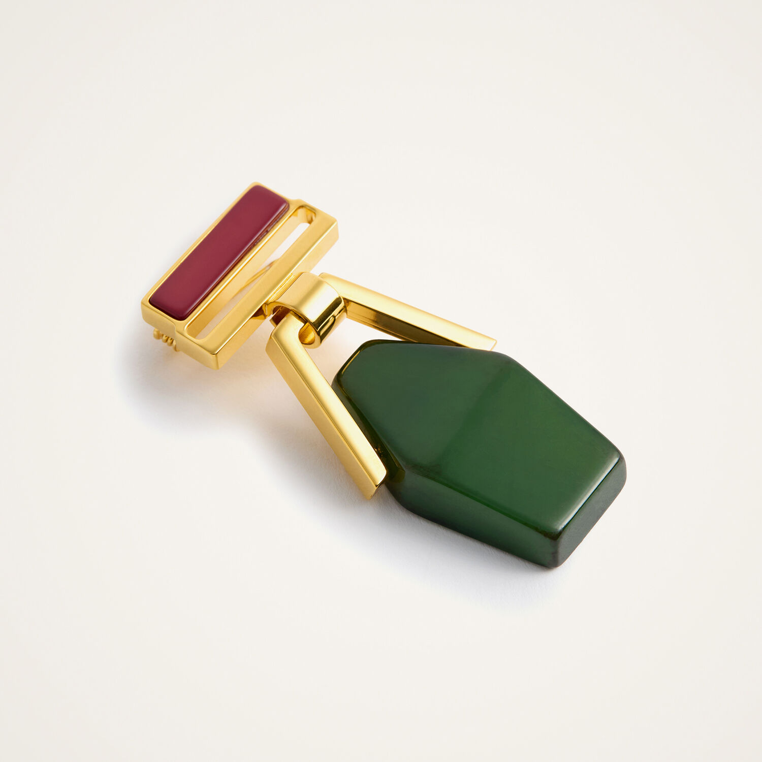 La Doublej Portal Brooch In Solid Dark Green