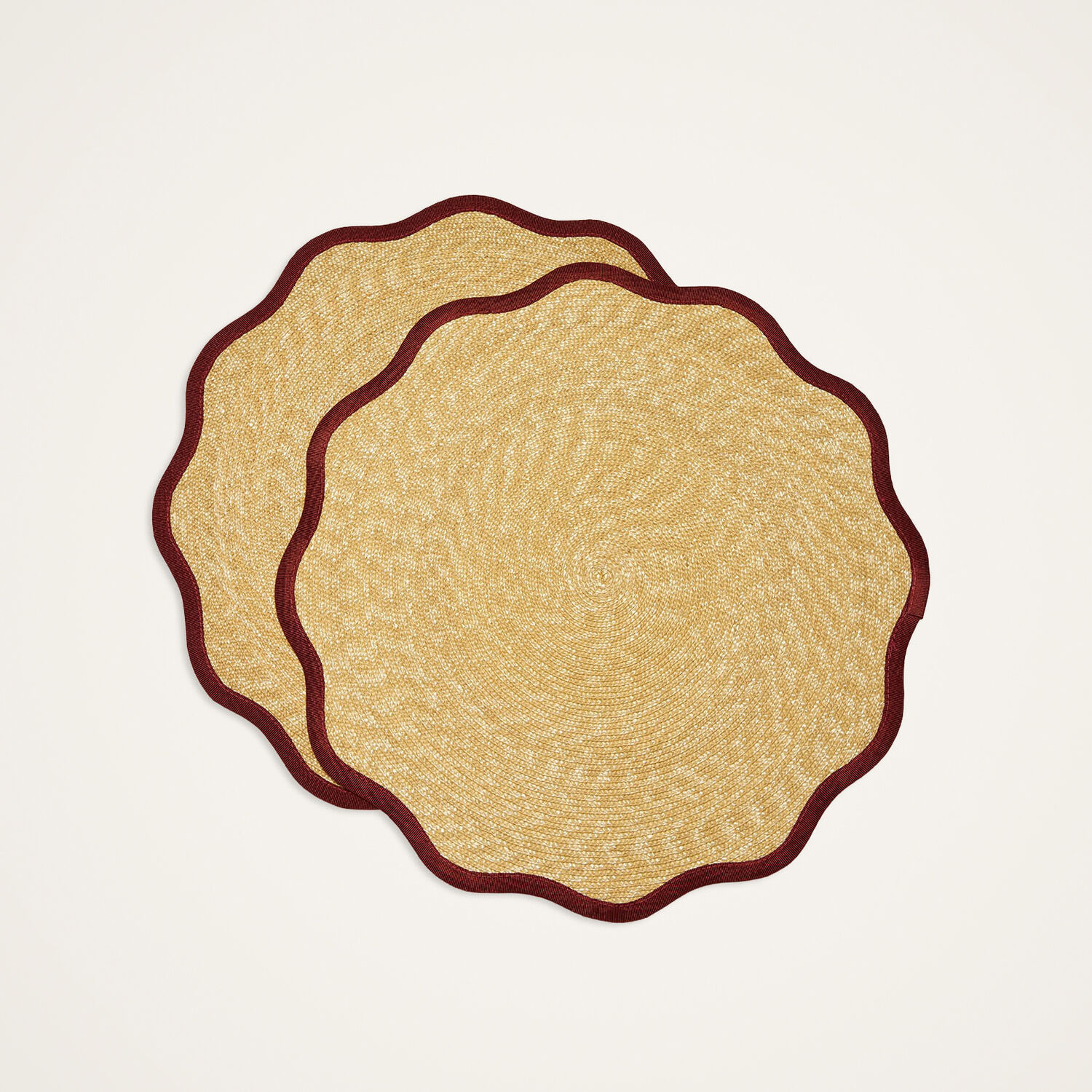 La Doublej Straw Cloud Placemats Set Of 2 In Solid Bordeaux