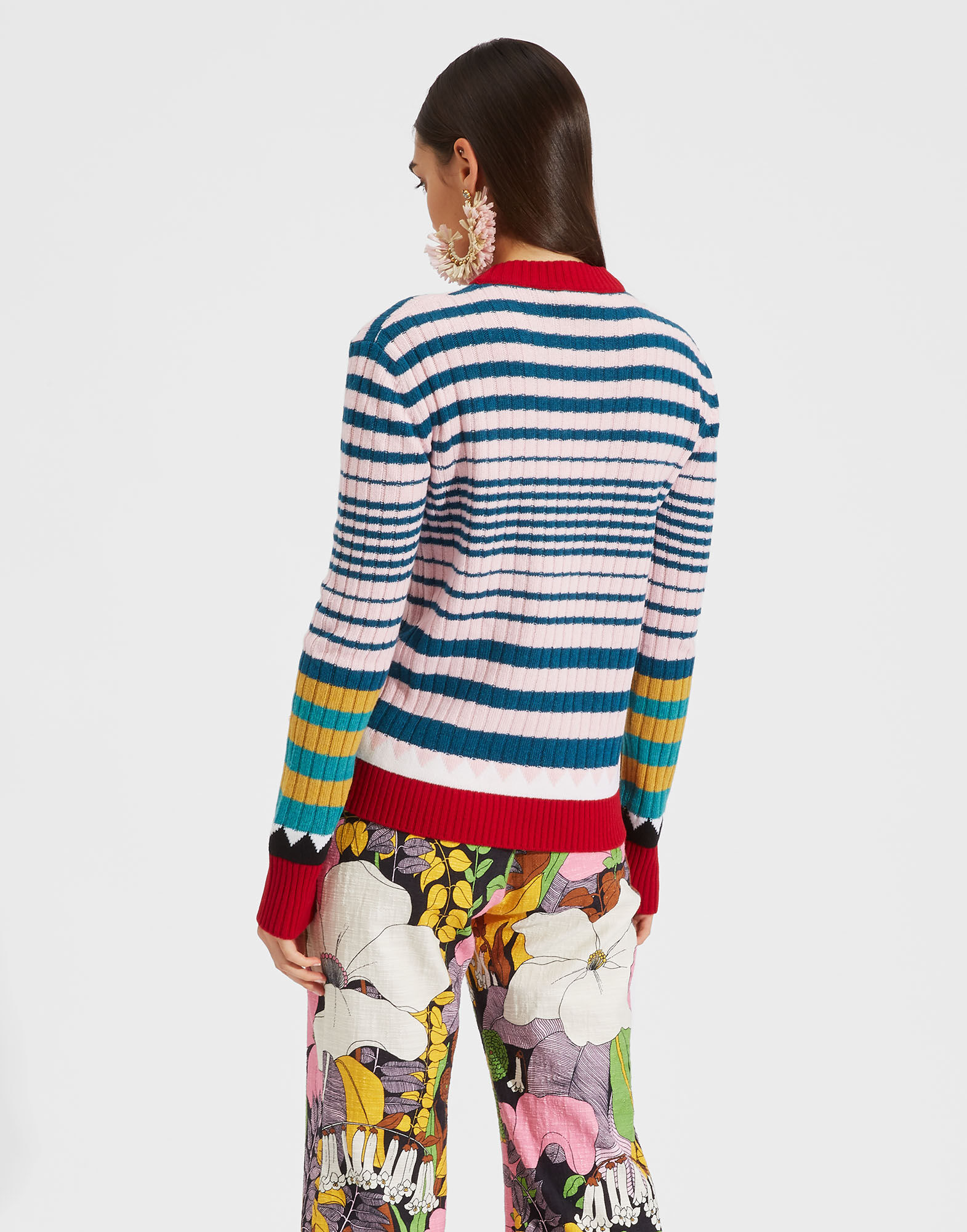 LaDoubleJ Striped Crew Neck in Rosa Mix Rosa Mix PUL0001KNI001RIG0004