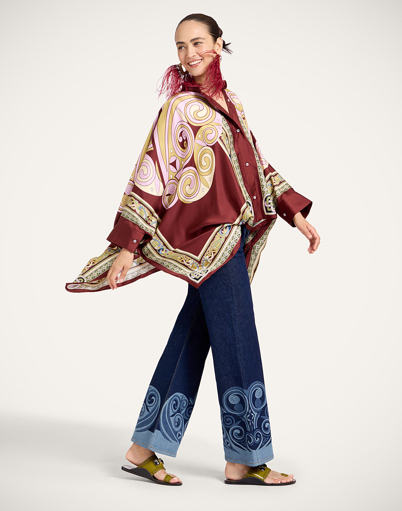 La DoubleJ The Cropped Flare Jean Kells Plac&eacute;e Indigo TRO0202DEN015KEL03BU15