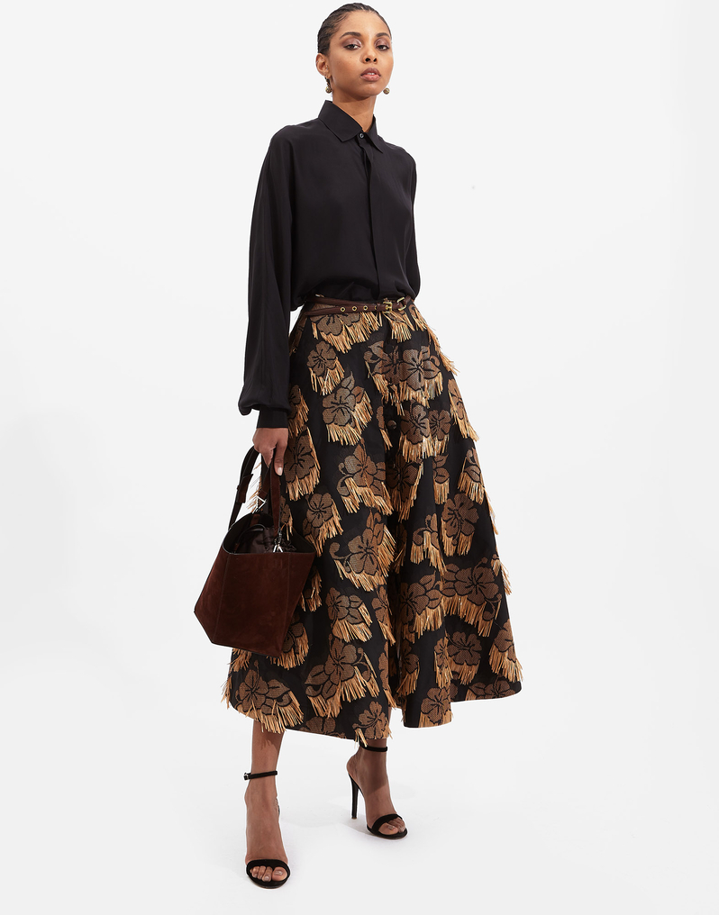 La DoubleJ Holiday Skirt La DoubleJ Holiday Skirt Hibiscus Raffia SKI0063JAC029HIB0003